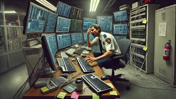 Illustration depicting the complexity of security systems in a modern facility