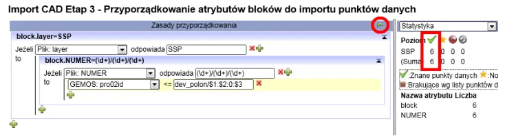 CAD block attribute to GEMOS identifier mapping window