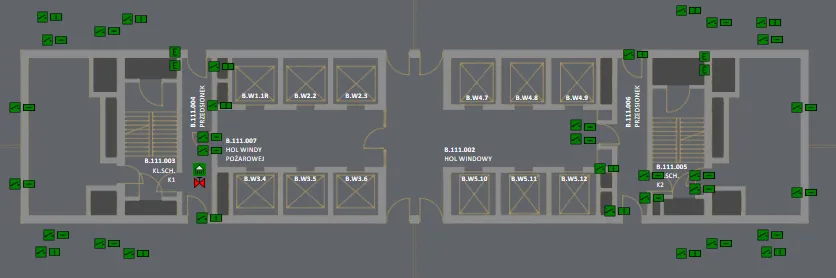 Floor plan in GEMOS with fire protection device data points