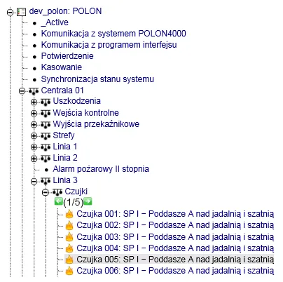 Fire alarm panel structure in GEMOS configuration