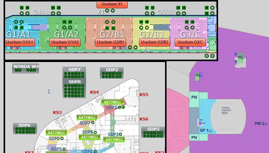 Wizualizacja stref dymowych i pożarowych w systemie GEMOS