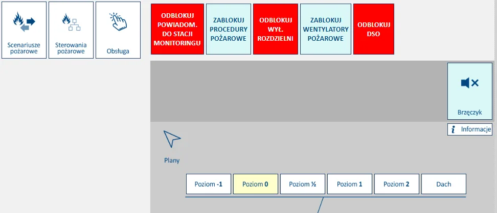 Dedykowane przyciski sterowania pożarowego w GEMOS