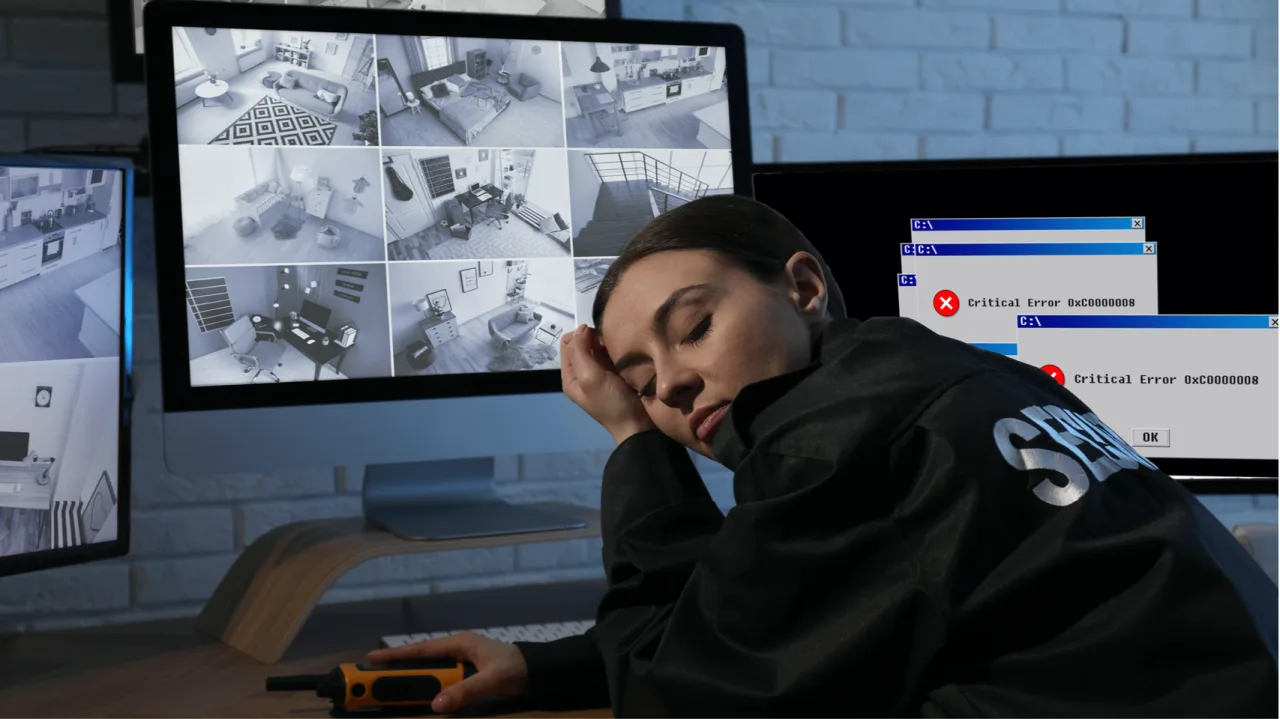 Pomieszczenie ochrony z monitorami systemów bezpieczeństwa