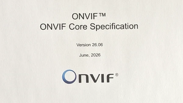 Printed cover of the ONVIF Core Specification, version 26.06