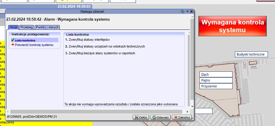Widok przekrojowy budynku w systemie GEMOS